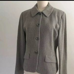 ANN TAYLOR GRAY HOUNDSTOOTH BLAZER SIZE 6